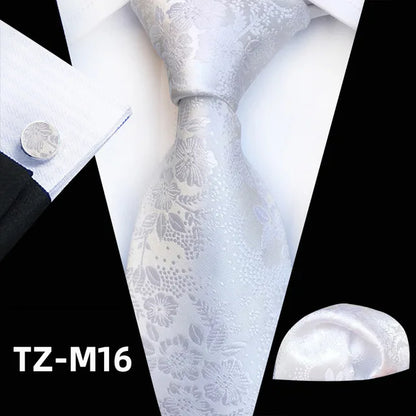 Men’s Floral Necktie Set – Tie, Pocket Square & Cufflinks