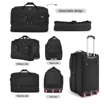 Rolling Travel Duffel Bag with Wheels – Expandable, Large Capacity