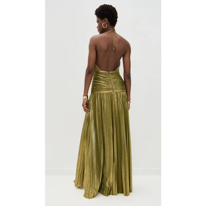 Women’s Halter Evening Gown – Floor-Length, High-Slit Elegance
