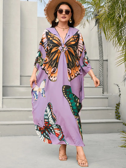 Women’s Flowing Caftan Cover-Up – Beach & Poolside Elegance