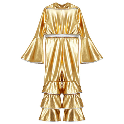 Girls’ Metallic Bell Bottom Jumpsuit – Retro Theme Night Costume