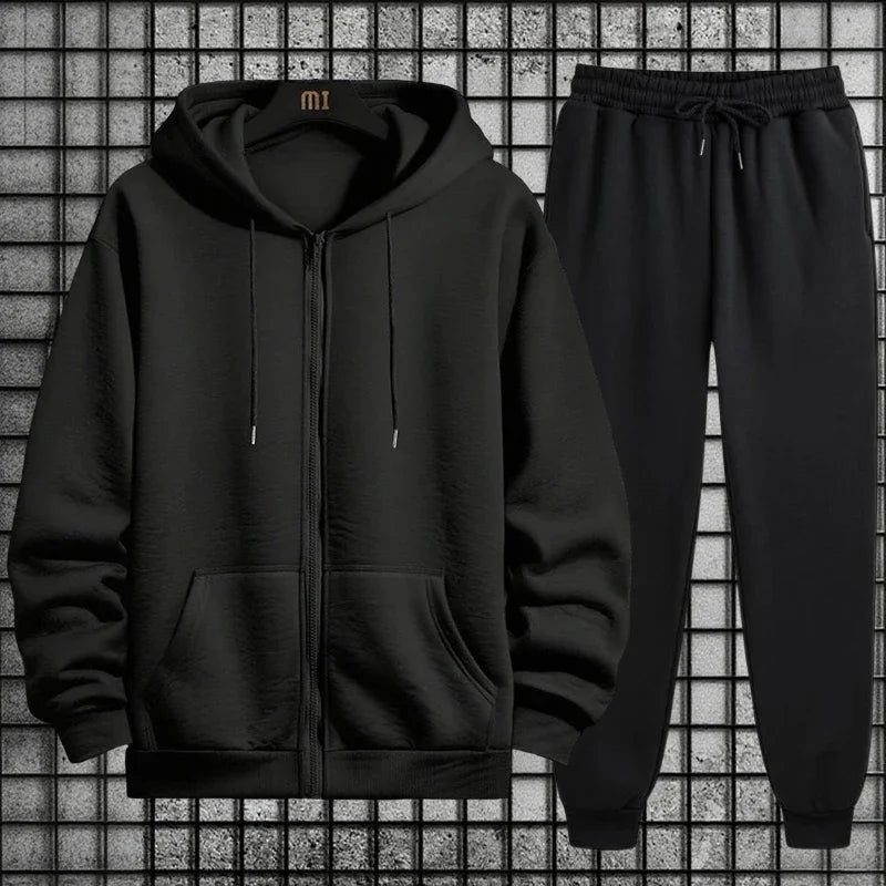 Harbor Chill Zip Hoodie & Jogger Set – Grey (Men & Teens)