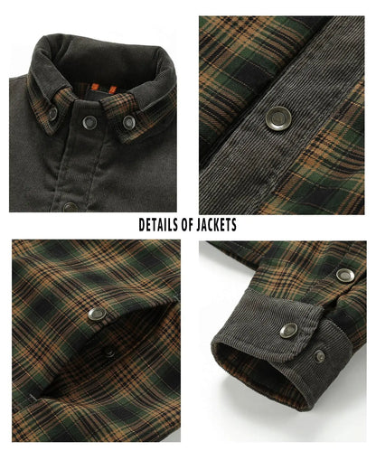 Men's Jackets Winter Windproof Warm Casual Bomber Coat Plaid Sherpa Lined Flannel Outdoor Classic Jacket Men US Size