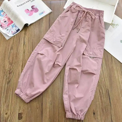 Girls' Cargo Jogger Pants with Drawstring Waist
