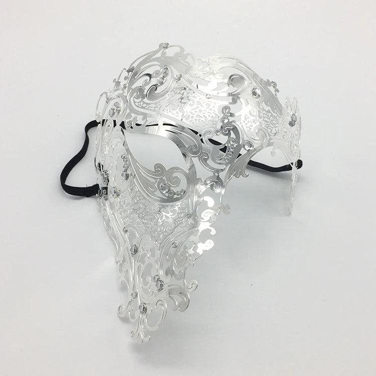 Venetian Metal Masquerade Half Mask – Golden Intricate Design