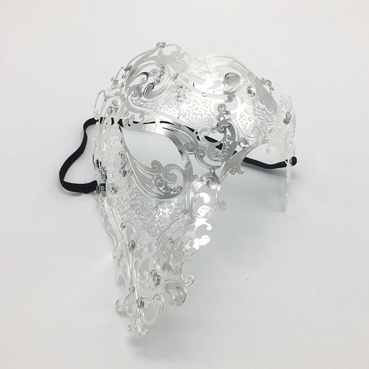 Venetian Metal Masquerade Half Mask – Golden Intricate Design