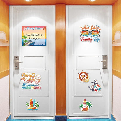 7-Piece Family Cruise Cabin Door Magnet Set with Dry-Erase Board