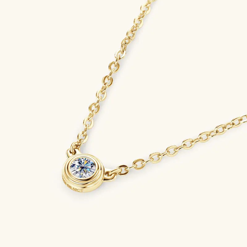 Women’s Sterling Silver Moissanite Pendant Necklace – 3mm D-Color Stone