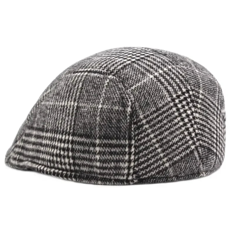 Men’s Plaid Newsboy Cap – Warm, Casual, One Size