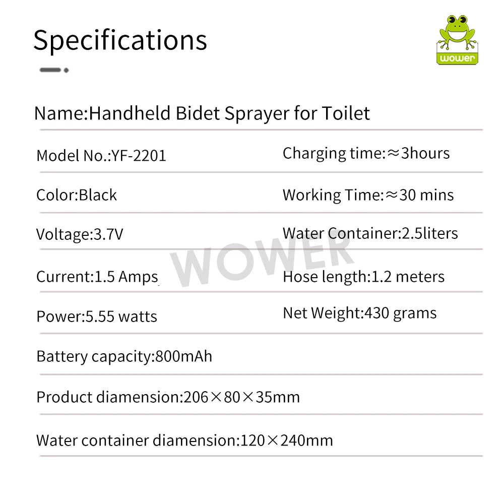 Rechargeable Portable Bidet for Travel, Cruises, RVs & Camping