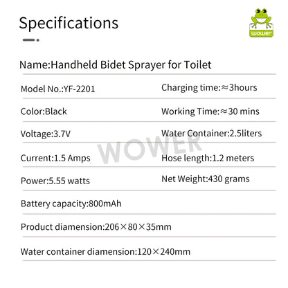 Rechargeable Portable Bidet for Travel, Cruises, RVs & Camping