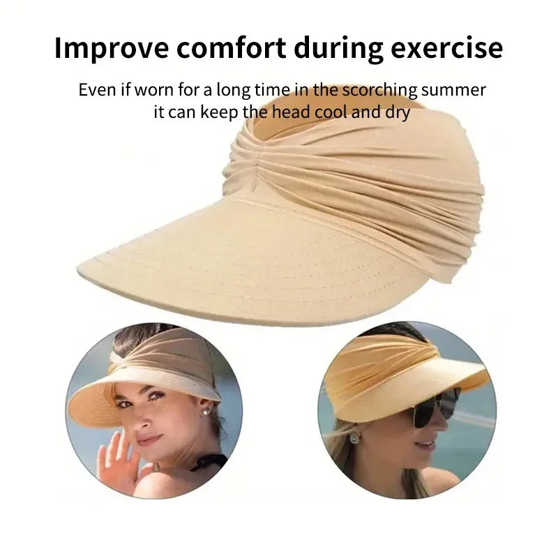 Women’s Foldable Sun Visor Hat – Wide Brim UV Protection