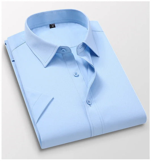 Men's clothing Casual Shirts Leisure Design Solid Color Men's Social Shirts Short Sleeve Men's Dress Shirt for  Men Size S-8XL - The Dock Drop