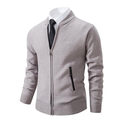 Men’s Stand-Collar Zip Knit Cardigan – Thick, Warm, Everyday Layer