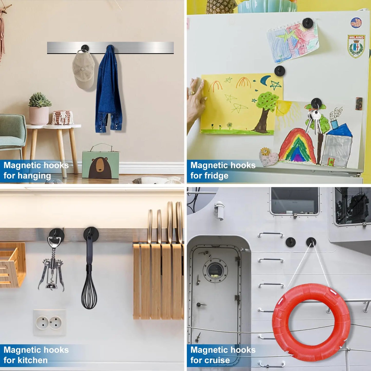 Magnetic Hooks,  Black Magnet Hooks Strong Neodymium Magnets with Hooks, Small Metal Magnetic Hooks for Refrigerator，Locker - The Dock Drop