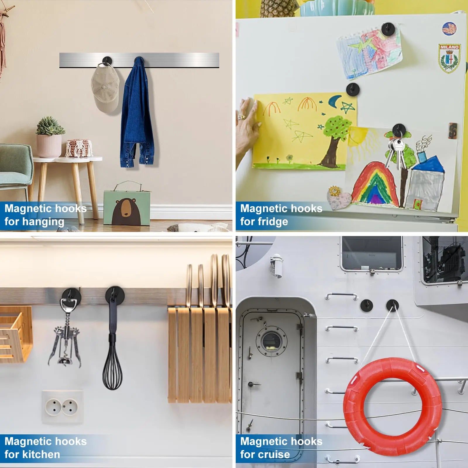 Magnetic Hooks,  Black Magnet Hooks Strong Neodymium Magnets with Hooks, Small Metal Magnetic Hooks for Refrigerator，Locker - The Dock Drop