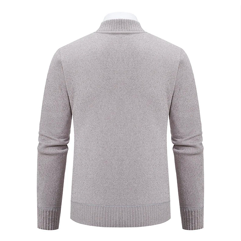 Men’s Stand-Collar Zip Knit Cardigan – Thick, Warm, Everyday Layer
