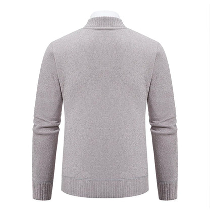 Men’s Stand-Collar Zip Knit Cardigan – Thick, Warm, Everyday Layer