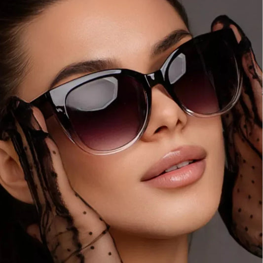 Gradient Cat-eye Minimalist Sunglasses Unisex European American Style Sun Protection Sunglasses Wide Leg Design