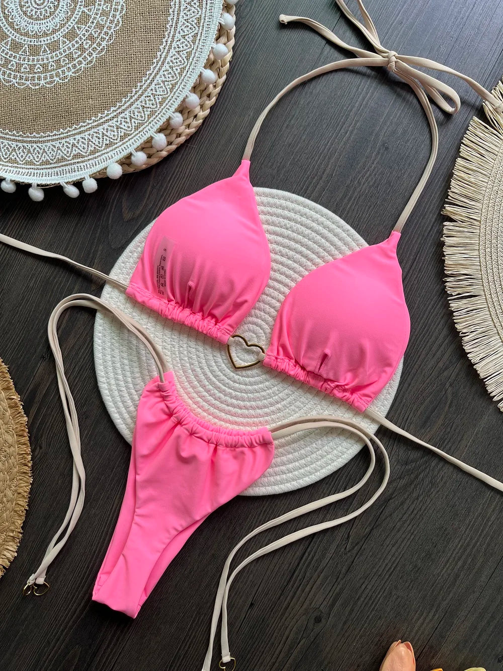 Halter Solid Triangle Bikini Set