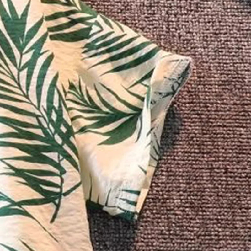 Kids’ Palm Leaf Shirt and Shorts Set – Summer Beach Outfit