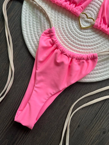 Halter Solid Triangle Bikini Set