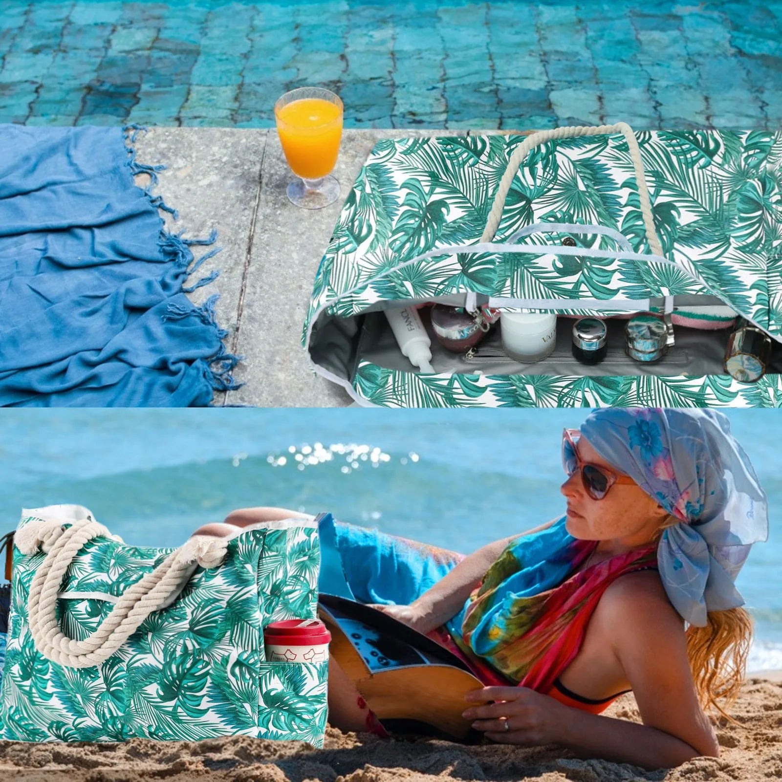 Striped Rope-Handle Beach Tote - The Dock Drop