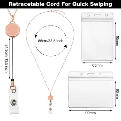 Stainless Steel Beaded Retractable Cruise Lanyard – Waterproof ID Badge Holder