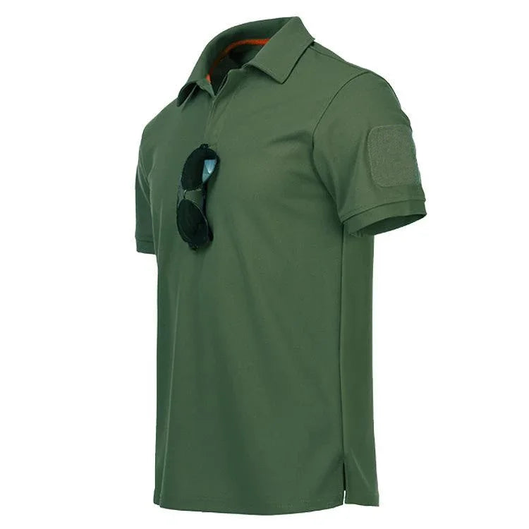 Men’s Quick Dry Polo Shirt – Breathable Short Sleeve Lapel Collar – Green – XL