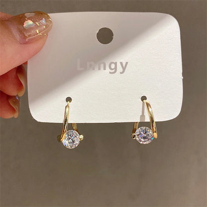 Women’s Sterling Silver Moissanite Hug Hoop Earrings – 6.5mm Stone