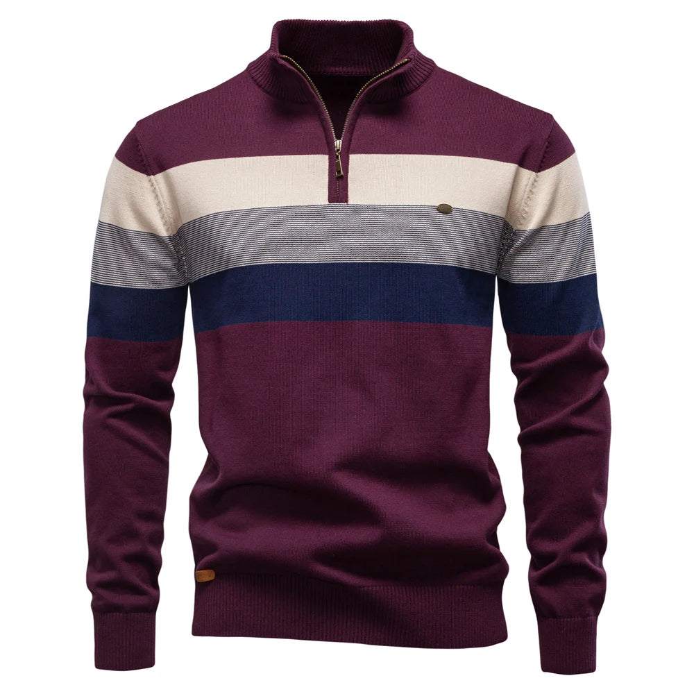 Men’s Quarter-Zip Mock Neck Knit Pullover – Long Sleeve