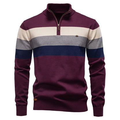 Men’s Quarter-Zip Mock Neck Knit Pullover – Long Sleeve