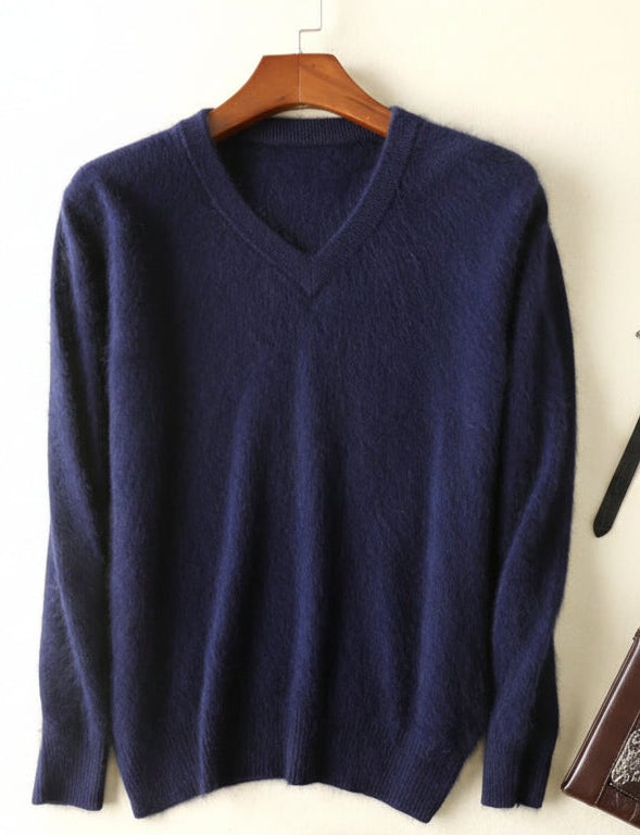 Men’s V-Neck Knit Pullover – Soft Touch, Smart Casual