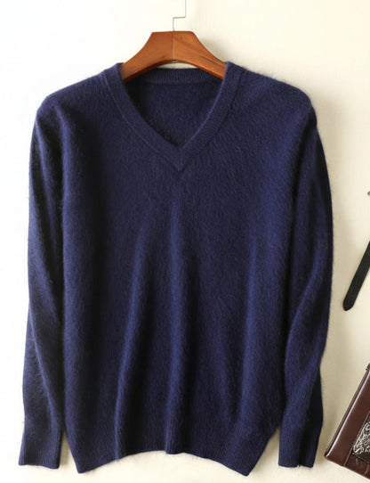 Men’s V-Neck Knit Pullover – Soft Touch, Smart Casual