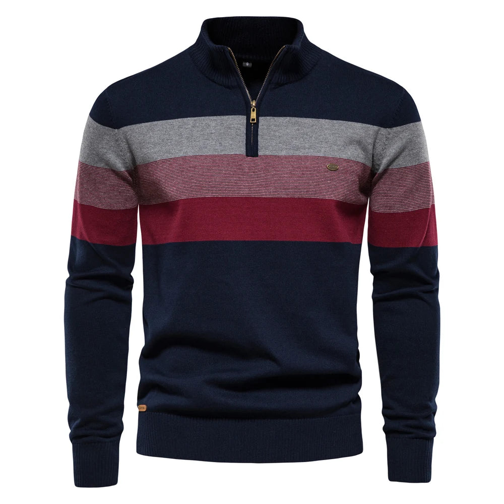 Men’s Quarter-Zip Mock Neck Knit Pullover – Long Sleeve