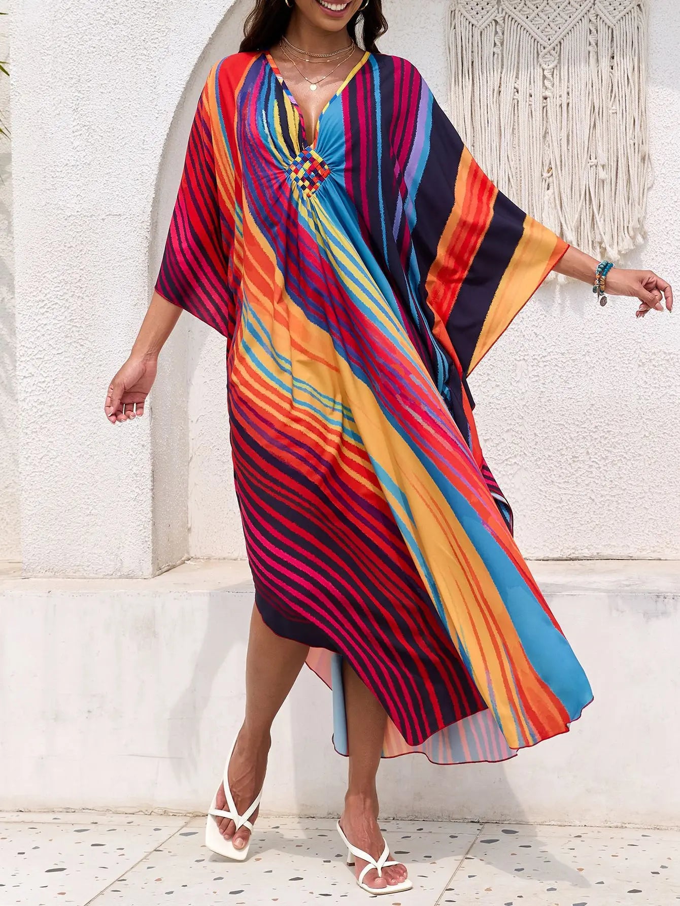 Women’s Flowing Caftan Cover-Up – Beach & Poolside Elegance
