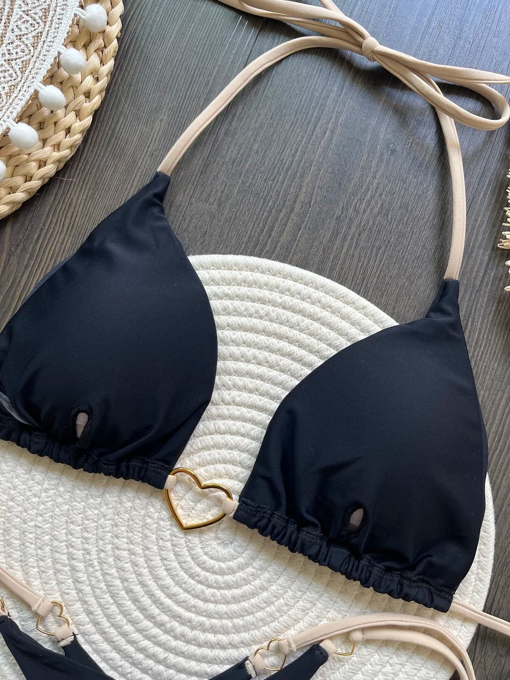 Halter Solid Triangle Bikini Set