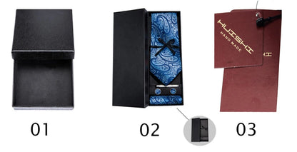 Men’s Floral Necktie Set – Tie, Pocket Square & Cufflinks