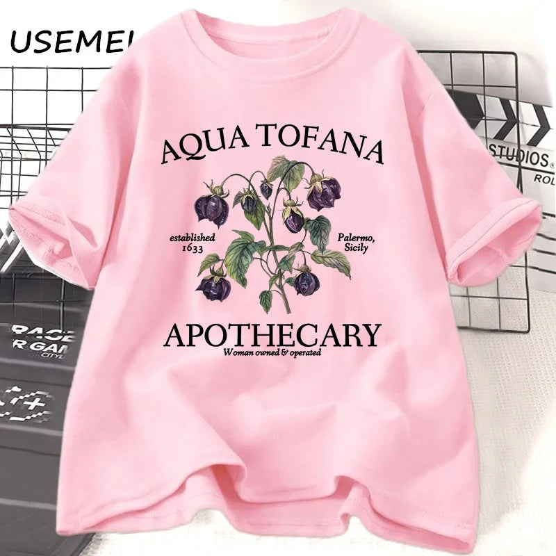 Women’s Apothecary Botanical Graphic Tee – Vintage Inspired Cotton Shirt