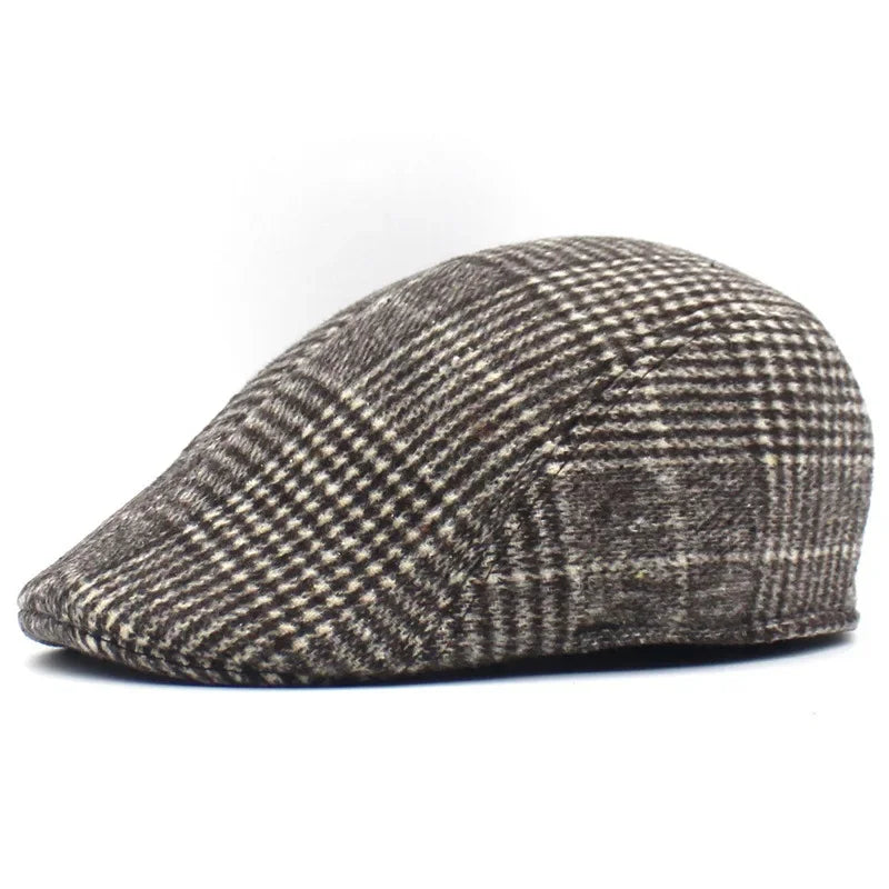Men’s Plaid Newsboy Cap – Warm, Casual, One Size