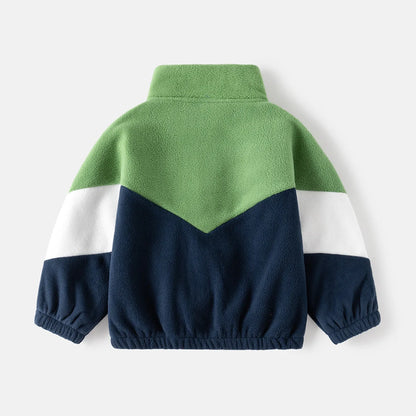 Kids’ Color block Fleece Zip Jacket – Soft Winter Layer