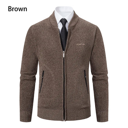 Men’s Stand-Collar Zip Knit Cardigan – Thick, Warm, Everyday Layer