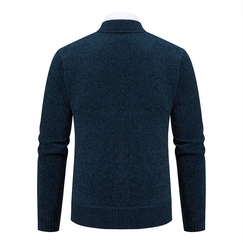 Men’s Stand-Collar Zip Knit Cardigan – Thick, Warm, Everyday Layer
