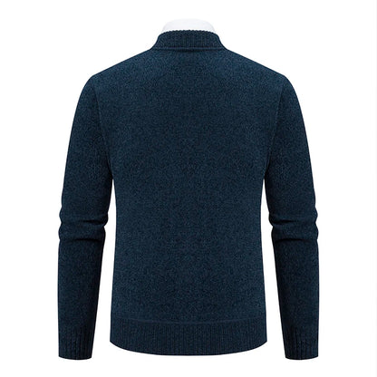 Men’s Stand-Collar Zip Knit Cardigan – Thick, Warm, Everyday Layer