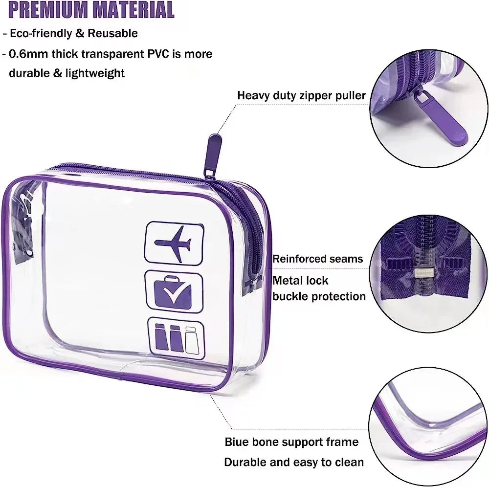 Clear PVC Travel Toiletry Bag – Zip Pouch for Cruise & Air Travel