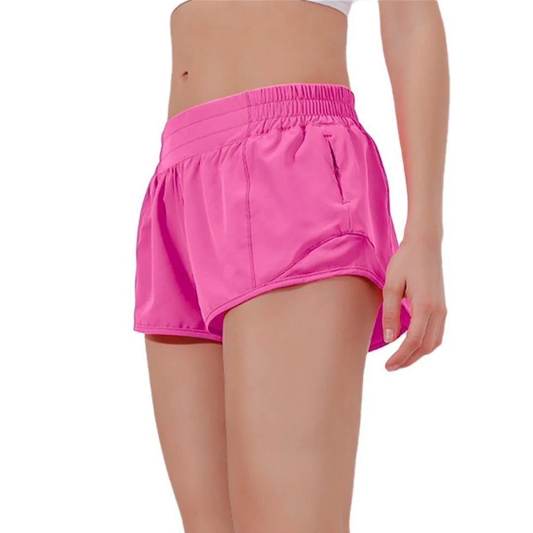Women’s Quick-Dry Athletic Shorts – High Waist, Zipper Pockets