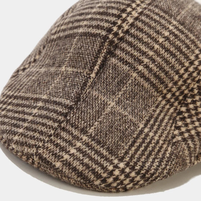 Men’s Plaid Newsboy Cap – Warm, Casual, One Size