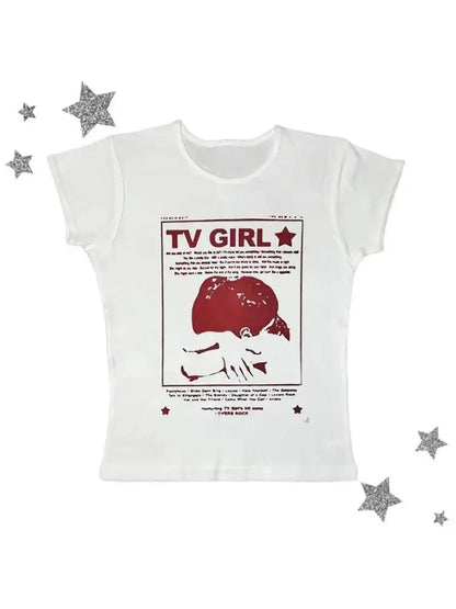 Y2K Printed Graphic Tank – Retro Grunge Crop Vest Top