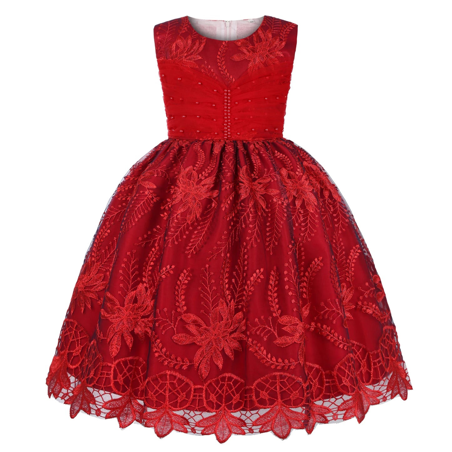 Girls' Lace Formal Dress – Elegant Sleeveless Ball Gown