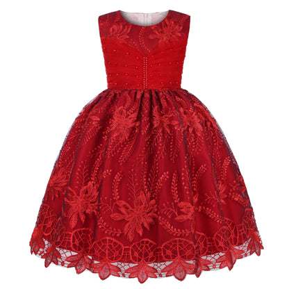 Girls' Lace Formal Dress – Elegant Sleeveless Ball Gown